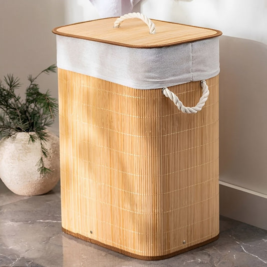 Cesto de Roupas Bambu OrganizeHome